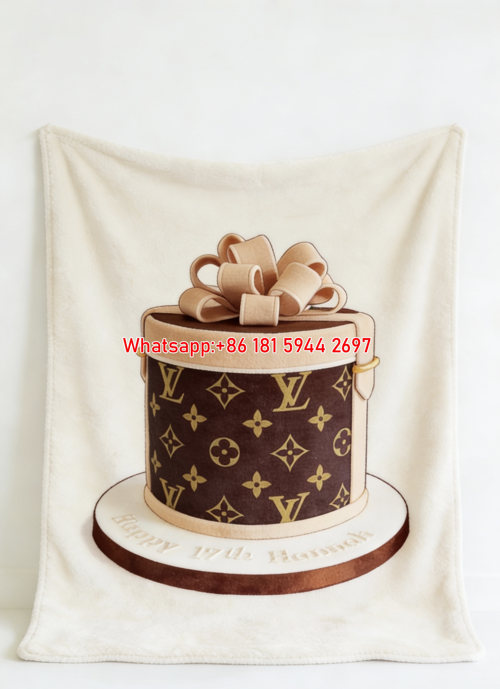 LV Gift Box Cake Print Flannel Throw Blanket 499
